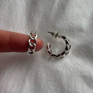 Silver Chain Link Hoop Earrings